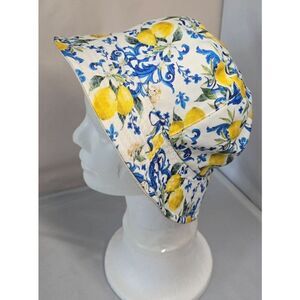 Lemon & Blue Floral Bucket Hat Reversible Summer Sun Hat beach nautical outdoors
